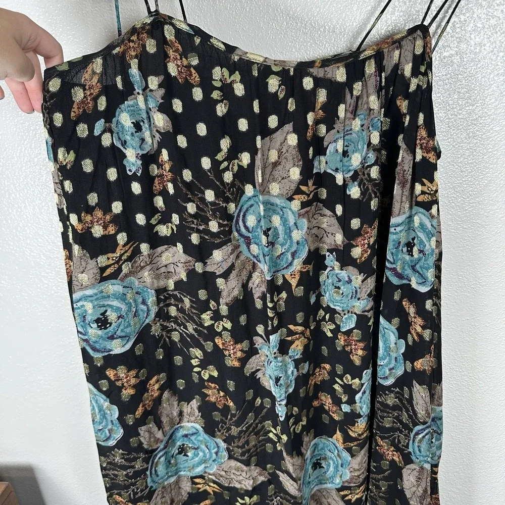 Natural Life The Alice Floral Metallic Maxi Dress Womens‎ XS Sleeveless Tiered - Picture 3 of 10